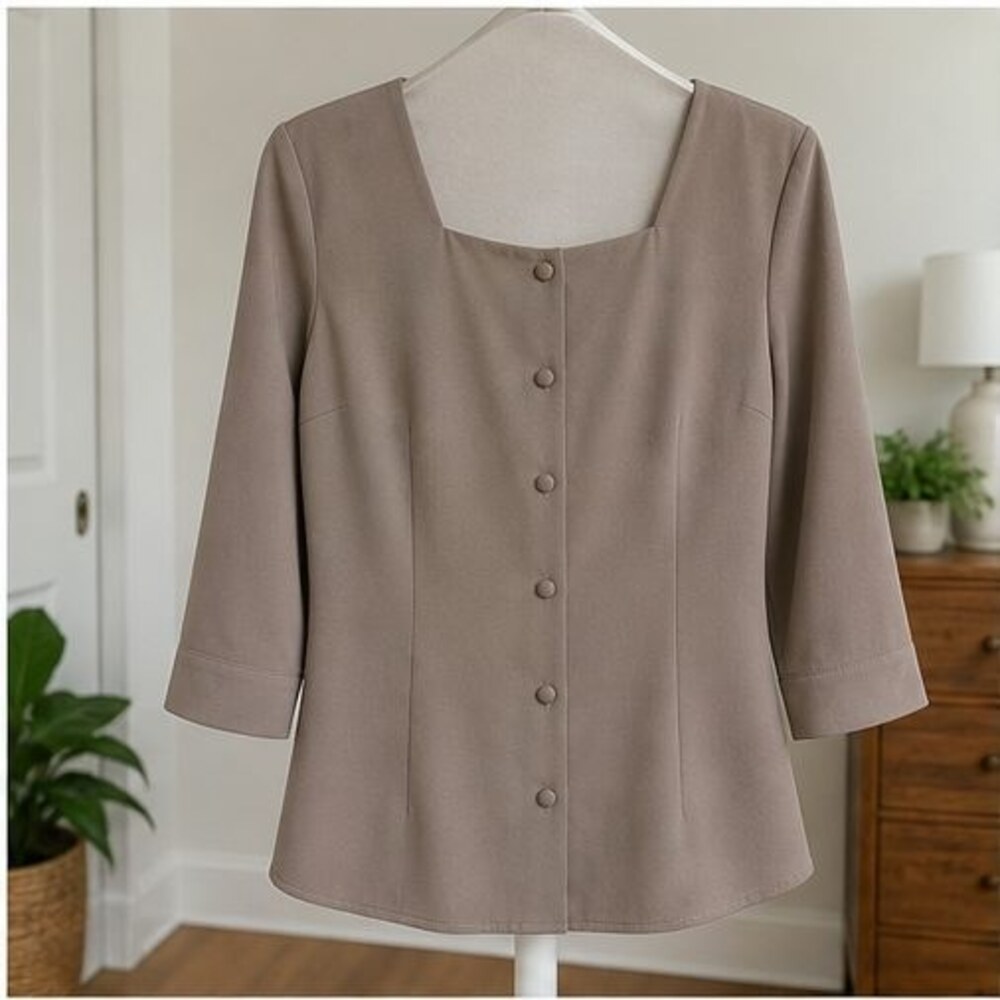 Taupe V Neck Top